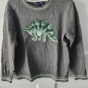 Janie and Jack Gray Sweater with Green Dinosaur